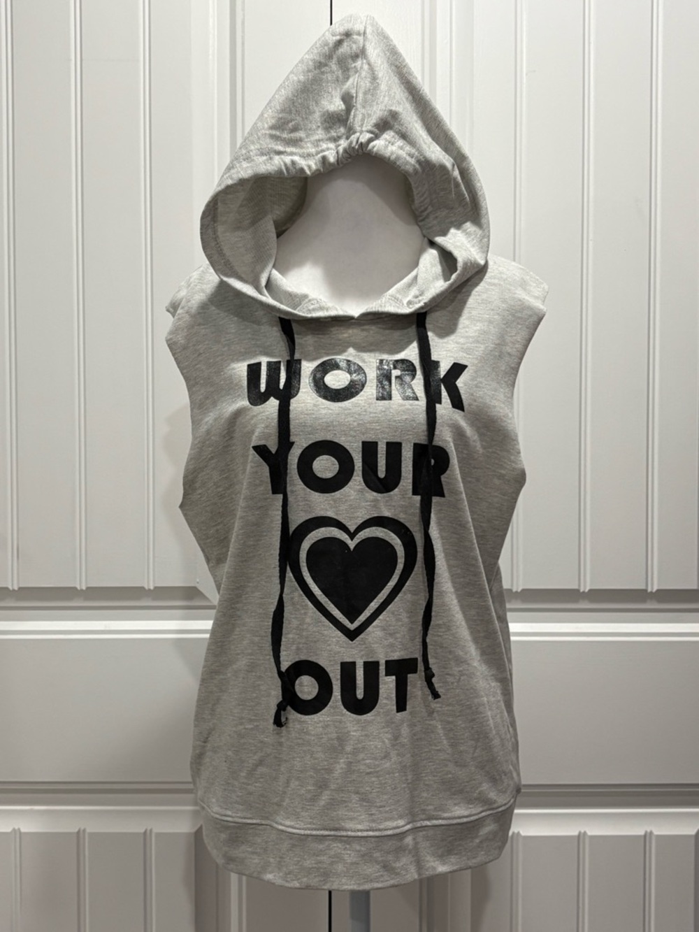 🆕 Hype Light Gray Sleeveless Hoodie Size L
